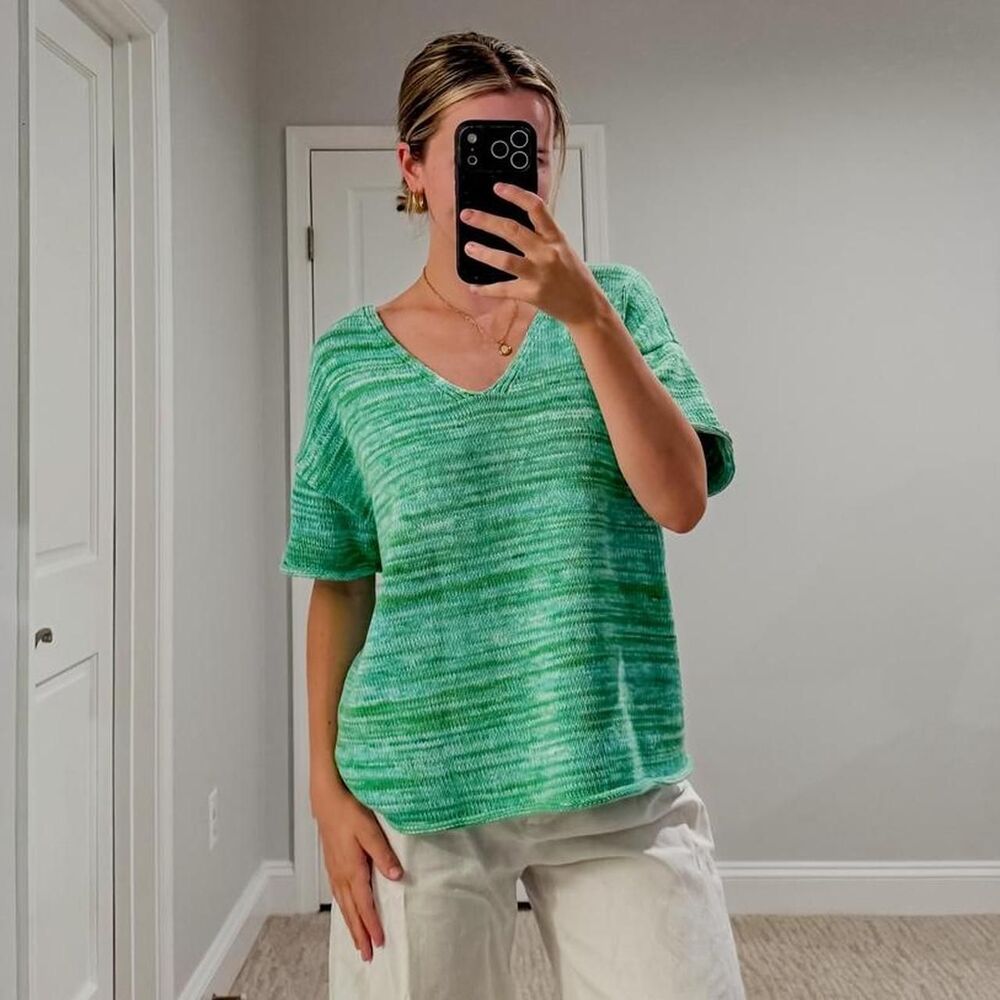 talbots green knit top talbots plus 1x